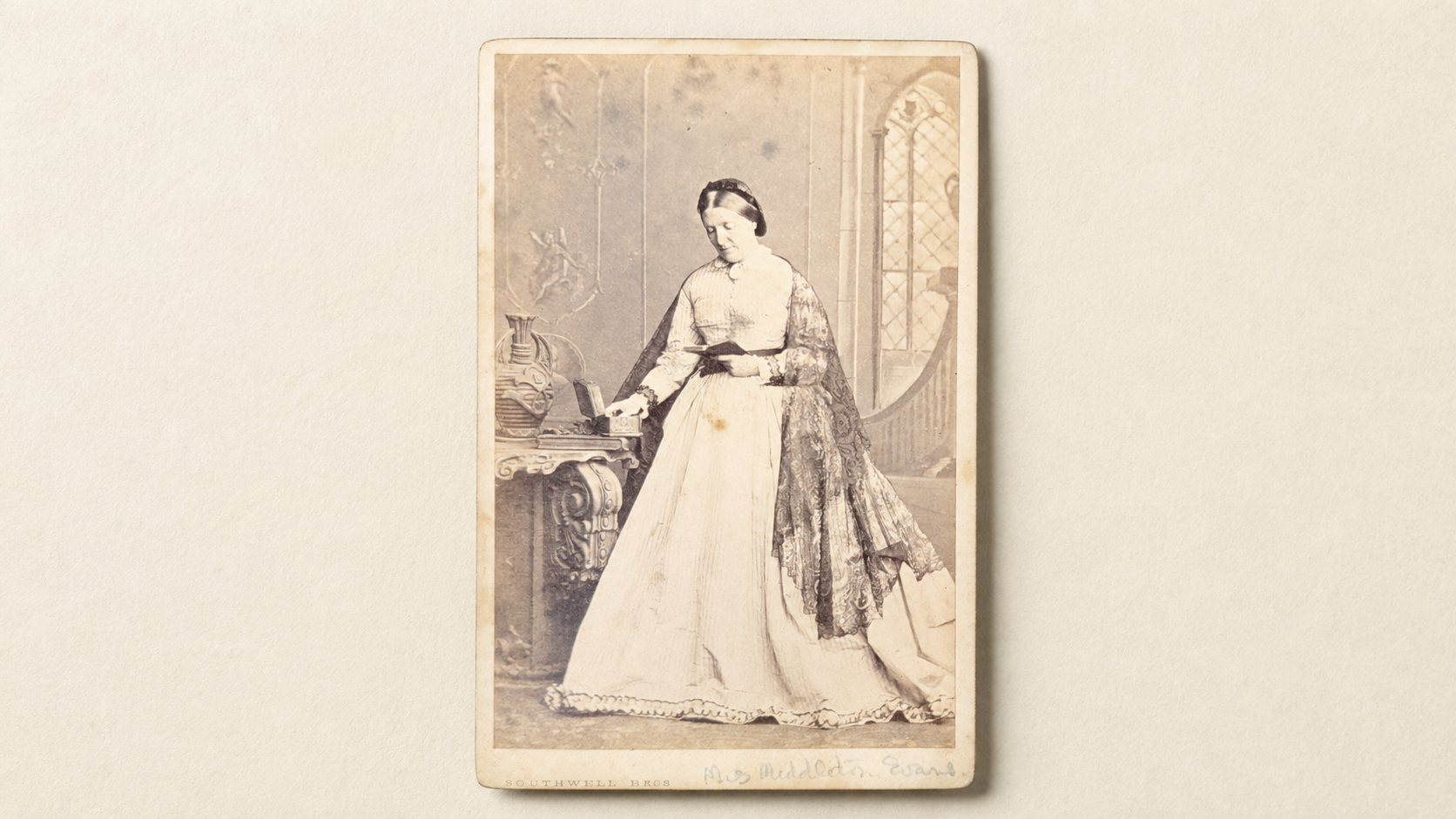 Portrait of Mary Anne Wilkins Lucas, later Middleton Evans, photographed by the Southwell Brothers of Baker Street, London
