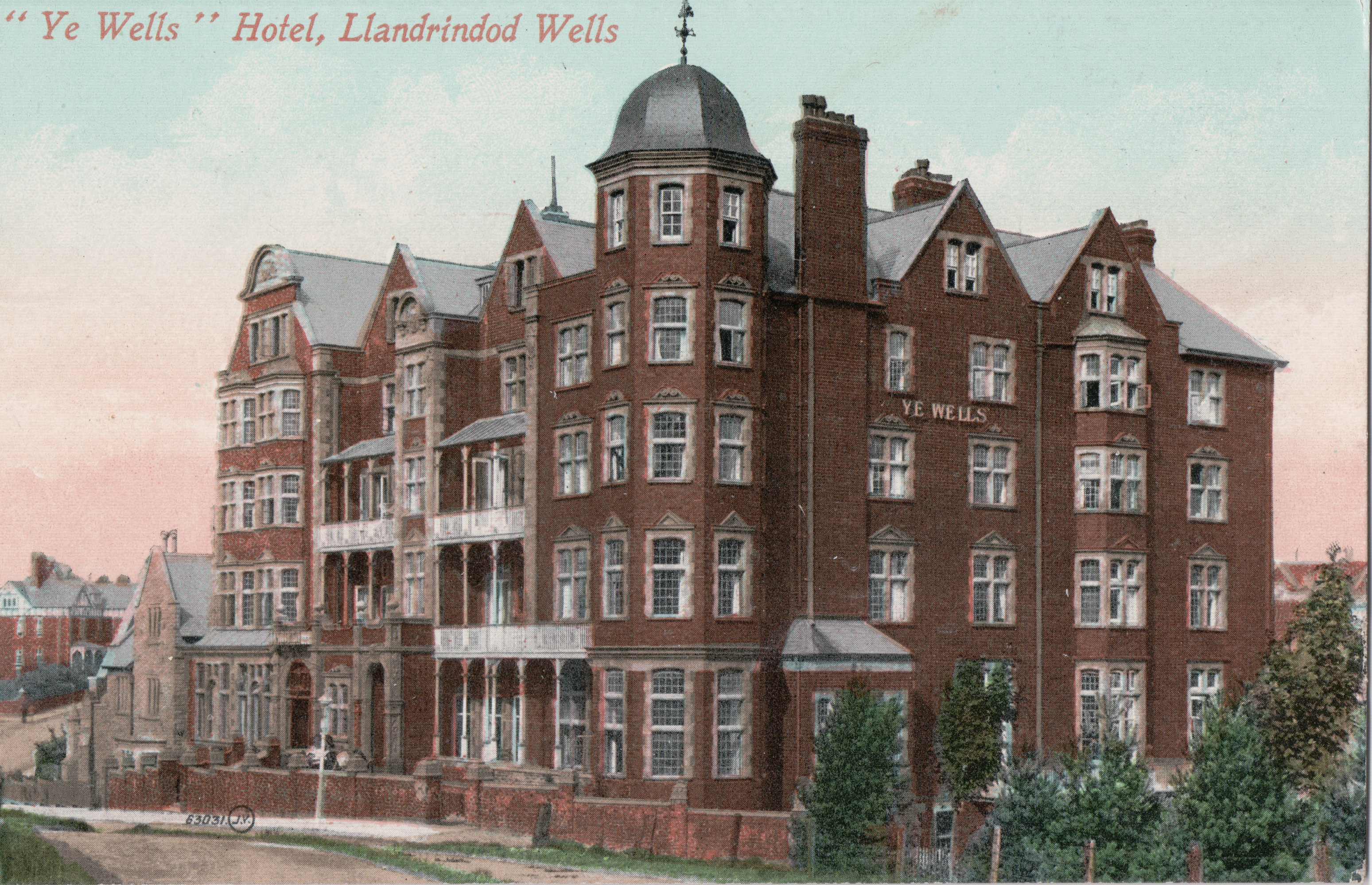 Colour postcard of Ye Wells Hotel on Spa Road East, Llandrindod Wells